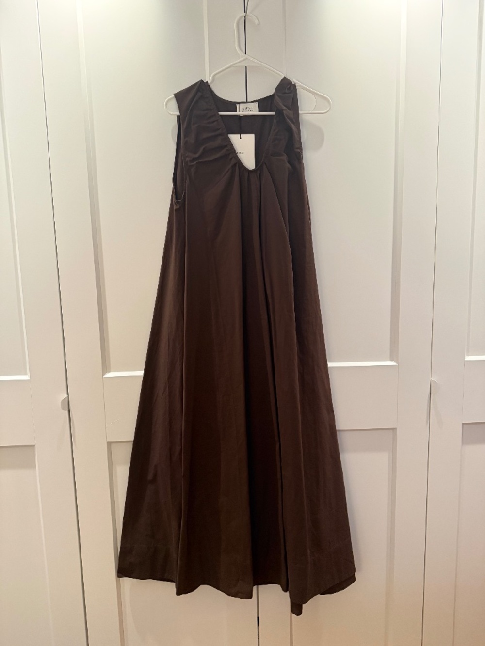 Diish Gabby Bitter Chocolate Cotton Midi Dress
